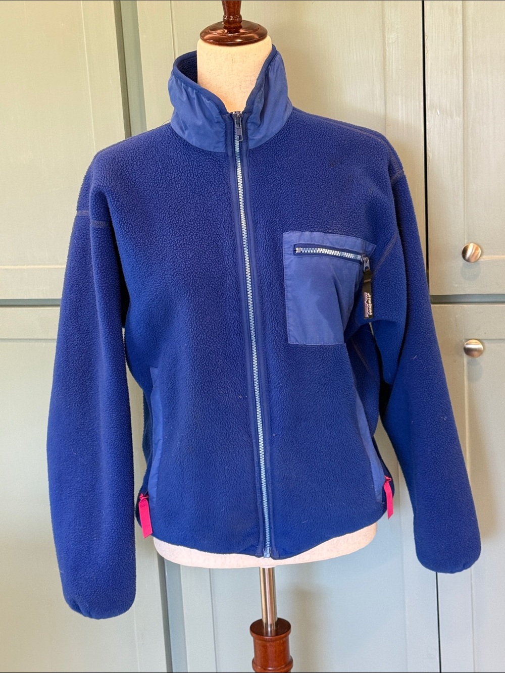 PATAGONI Blue Women's Fleece Jacket with Zip Pockets Vintage